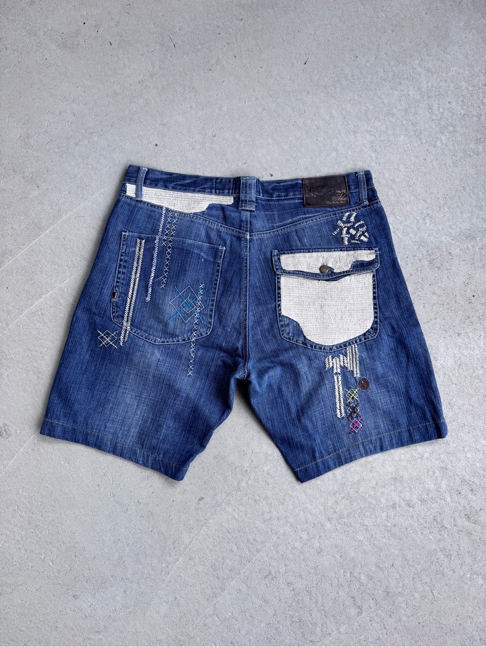 Akademiks Dark Blue Embroidered Denim Shorts